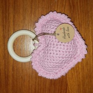 Crochet Heart Teething Rattle